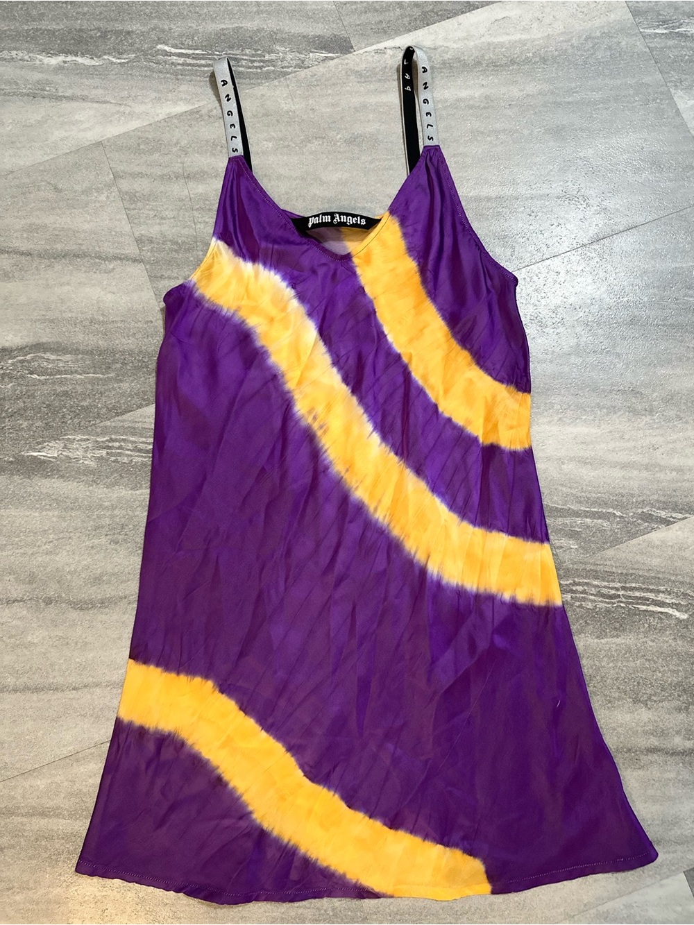 Palm Angels purple and yellow tie-dye mini dress